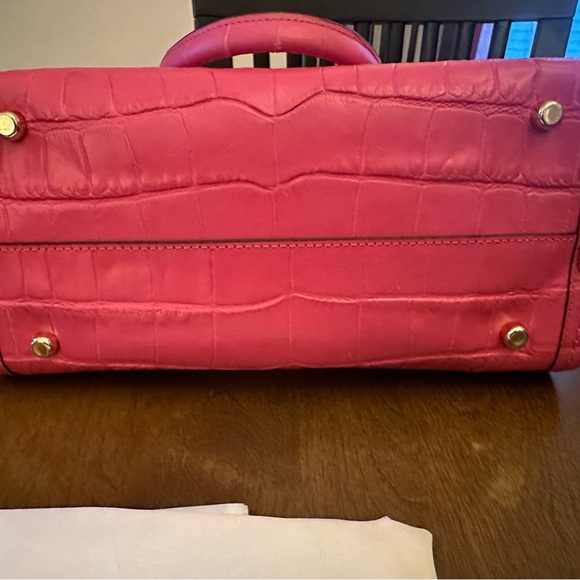 NWT Coach Swagger 27 Dahlia Pink Croc-Embossed crossbody purse/satchel. - Picture 2 of 12